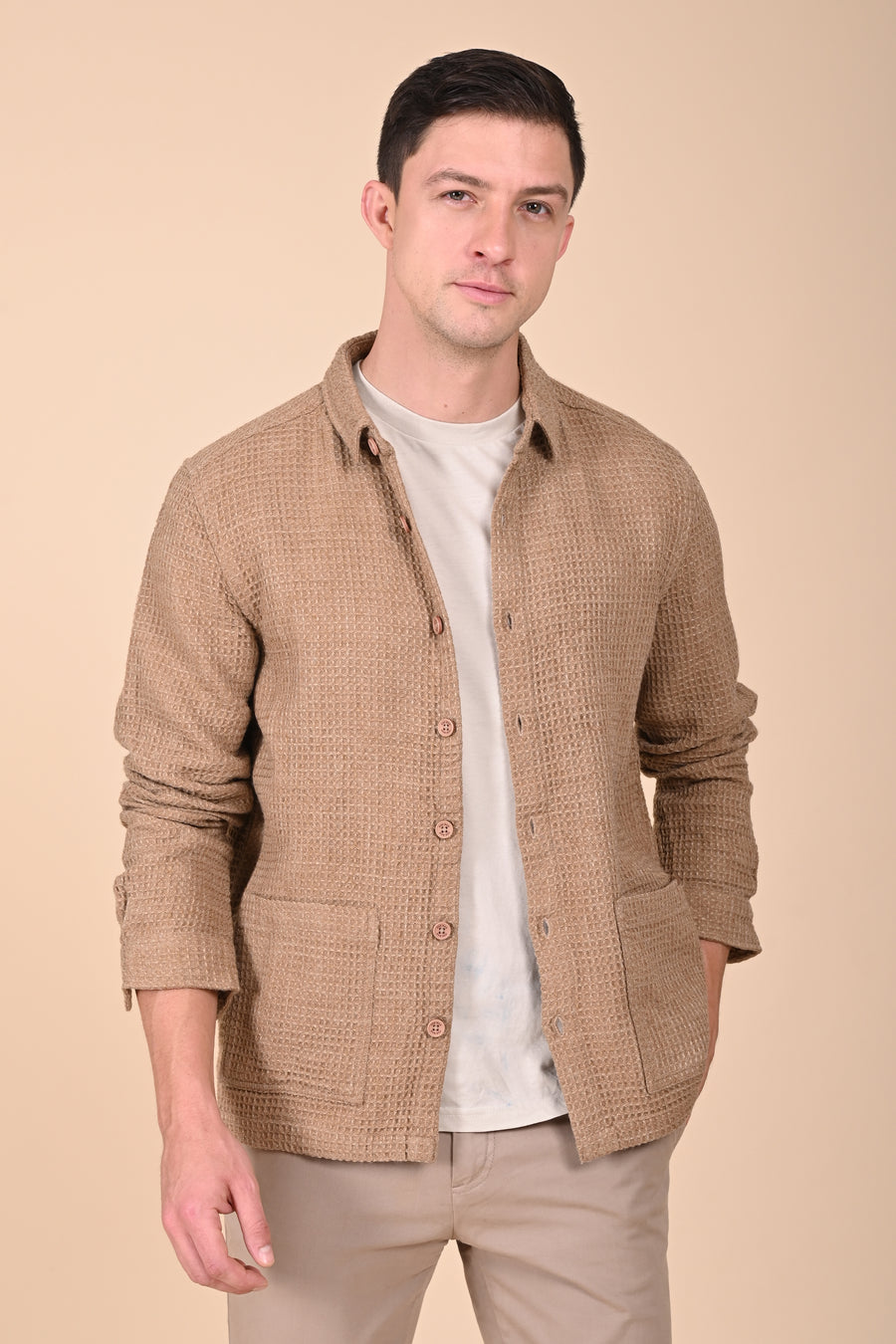 Ultima - Melange Waffle Dobby Jacket - Sand