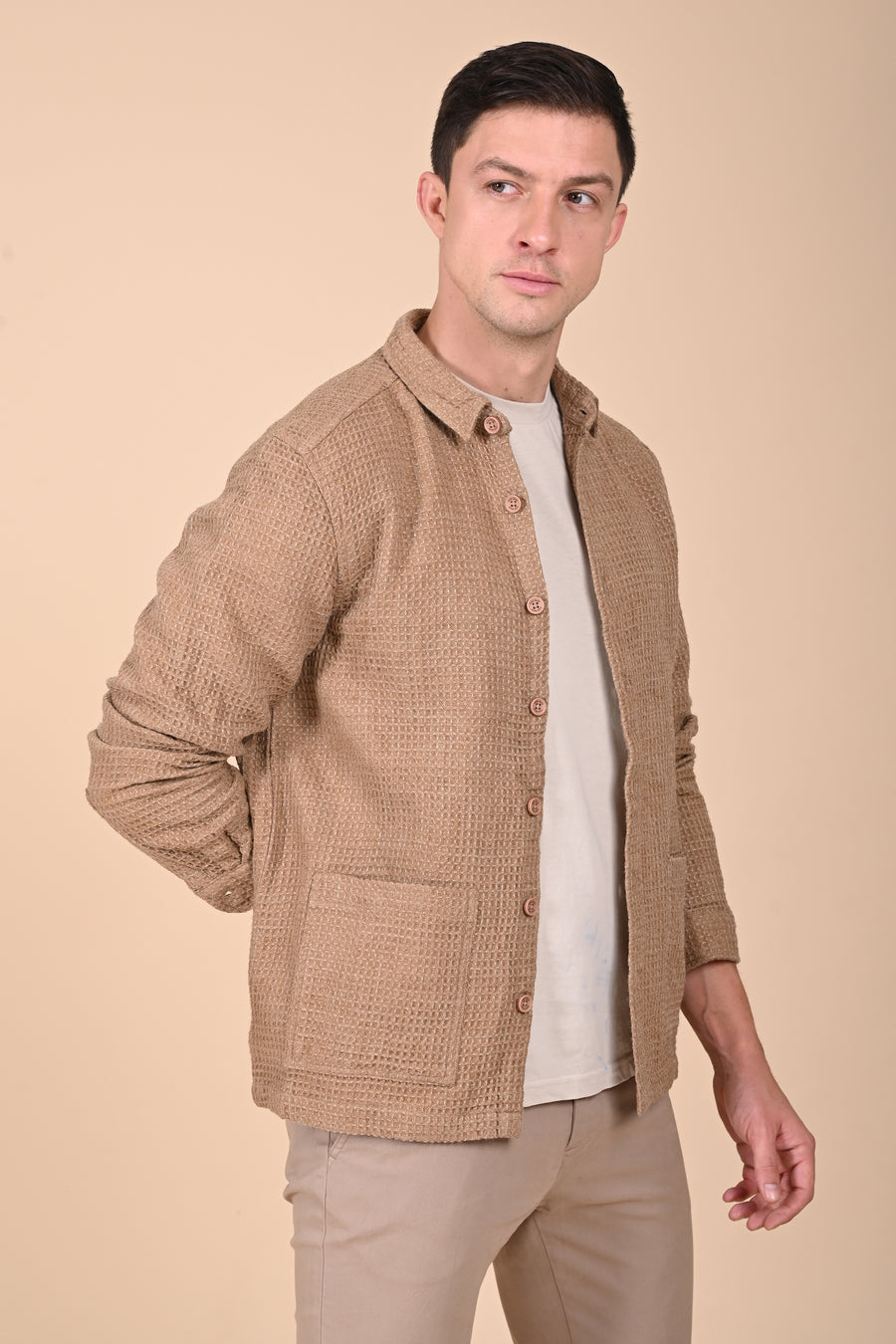 Ultima - Melange Waffle Dobby Jacket - Sand