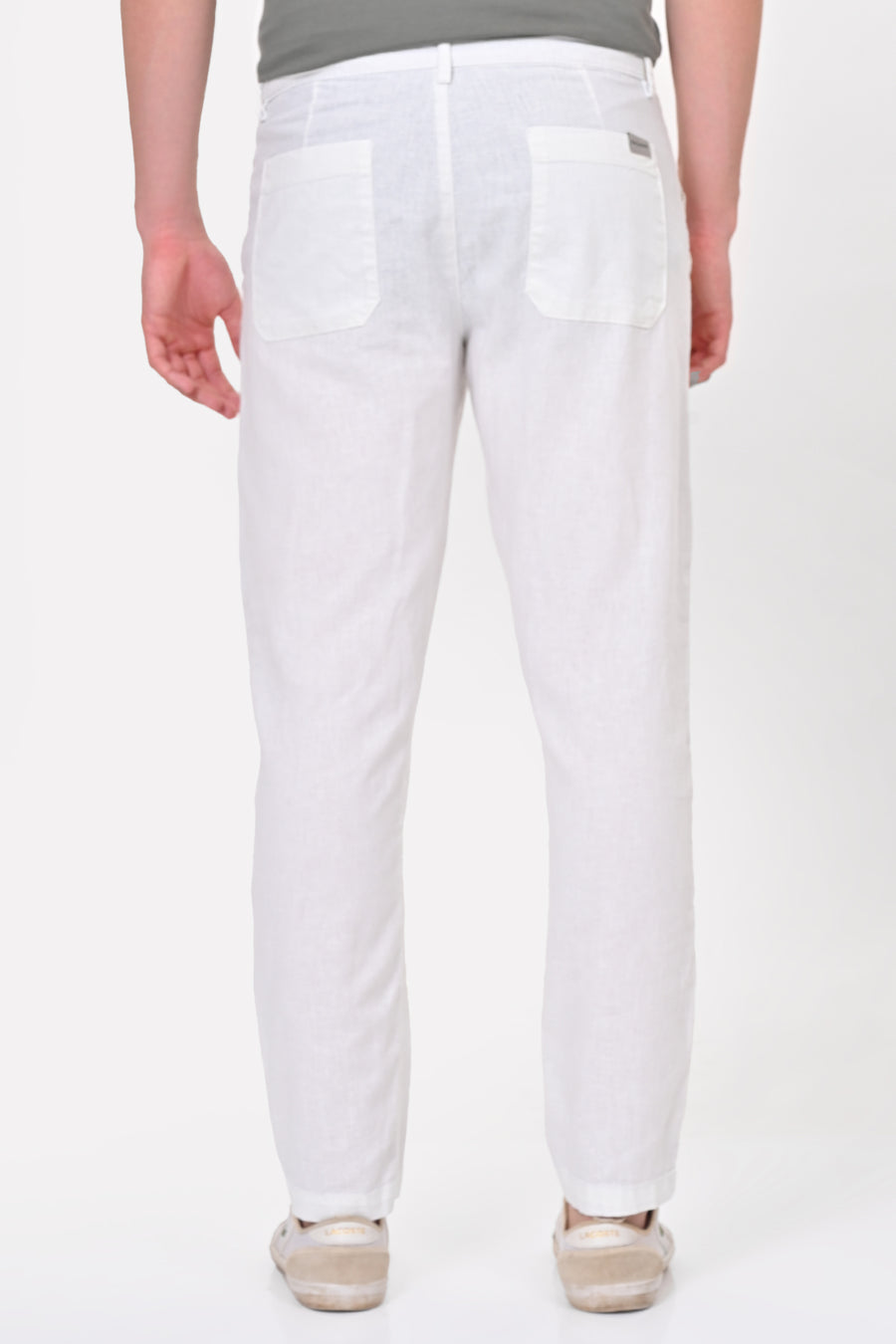 Ivory - Linen Detailed Trouser - White