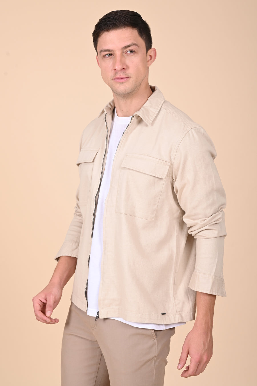 Winnie - Structured Zipper Jacket - Beige