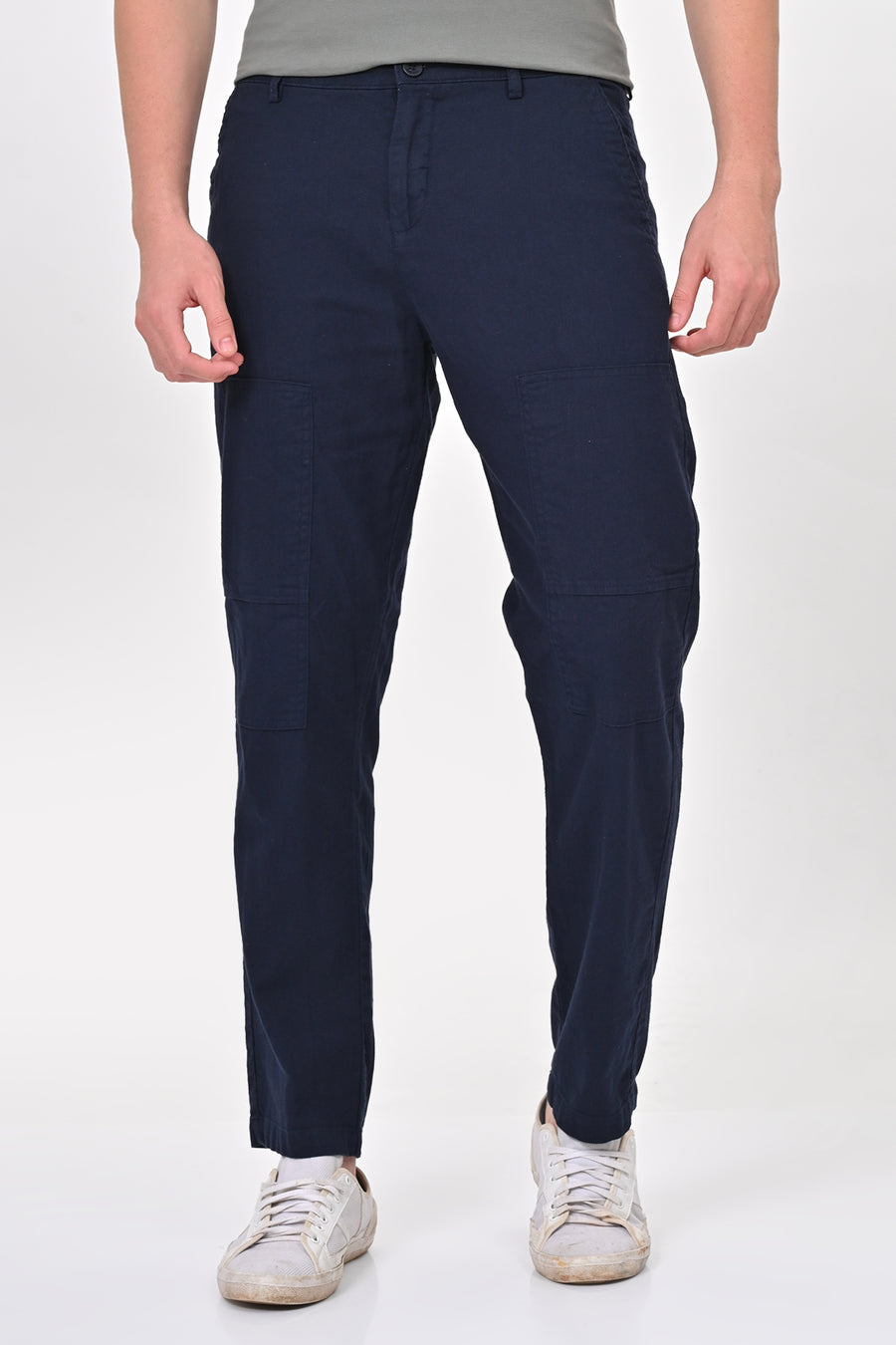 Ivory - Linen Detailed Trouser - Navy