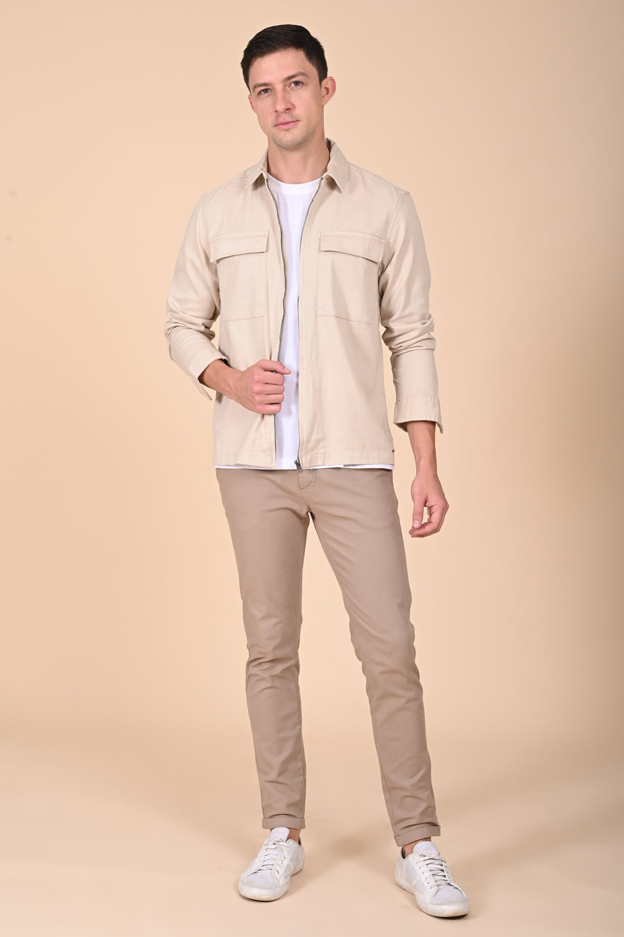 Winnie - Structured Zipper Jacket - Beige