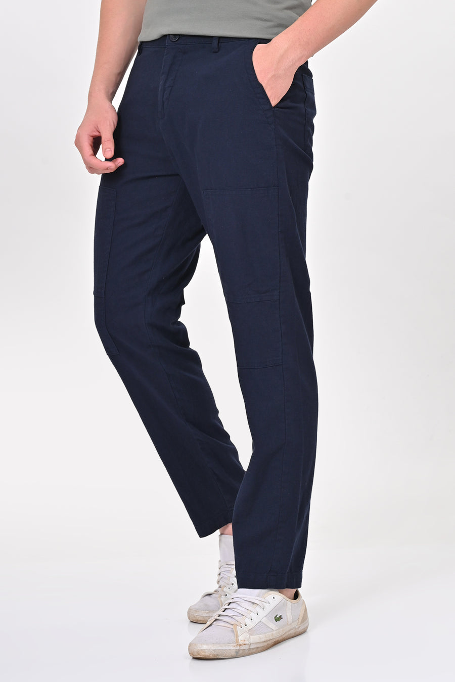 Ivory - Linen Detailed Trouser - Navy