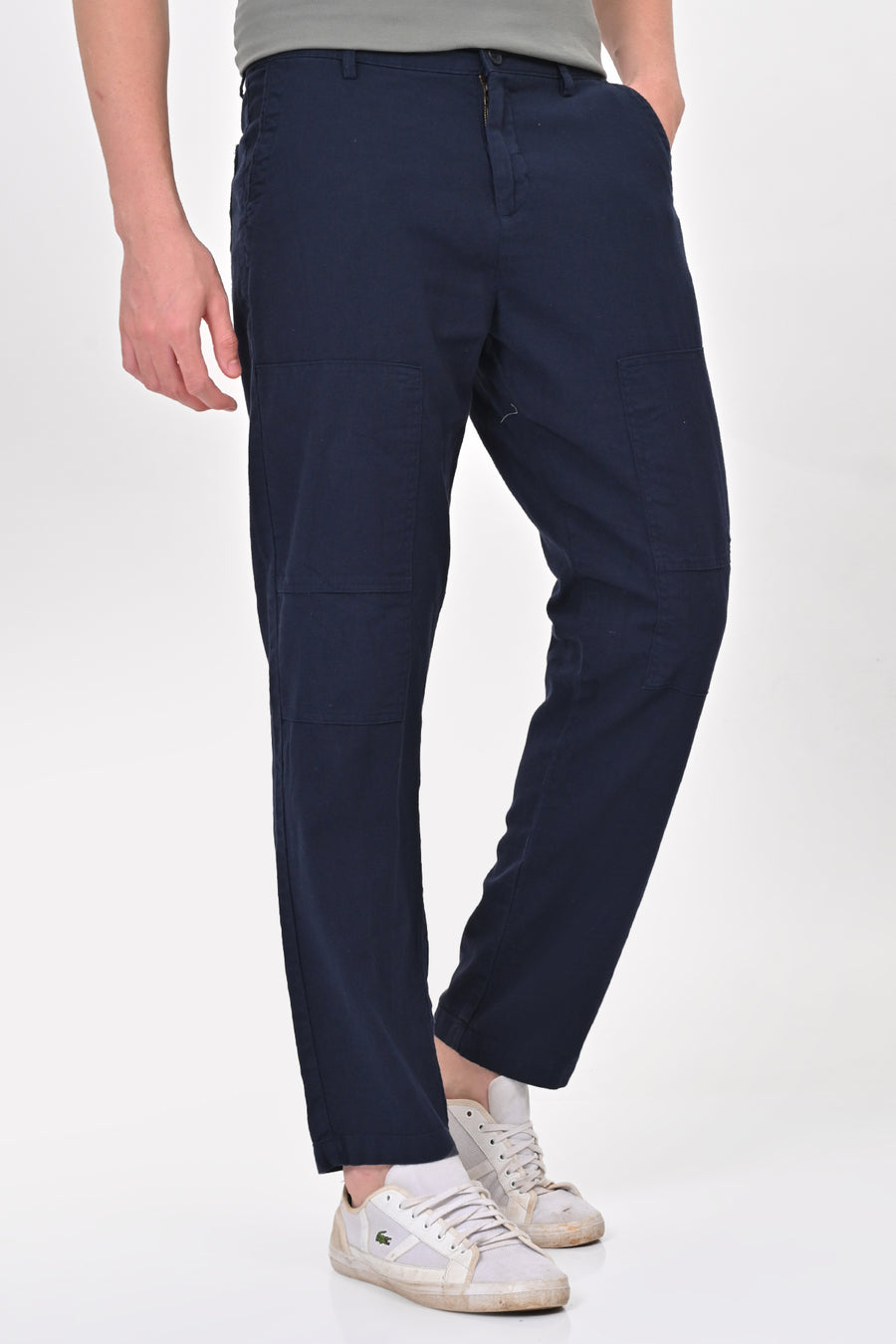 Ivory - Linen Detailed Trouser - Navy