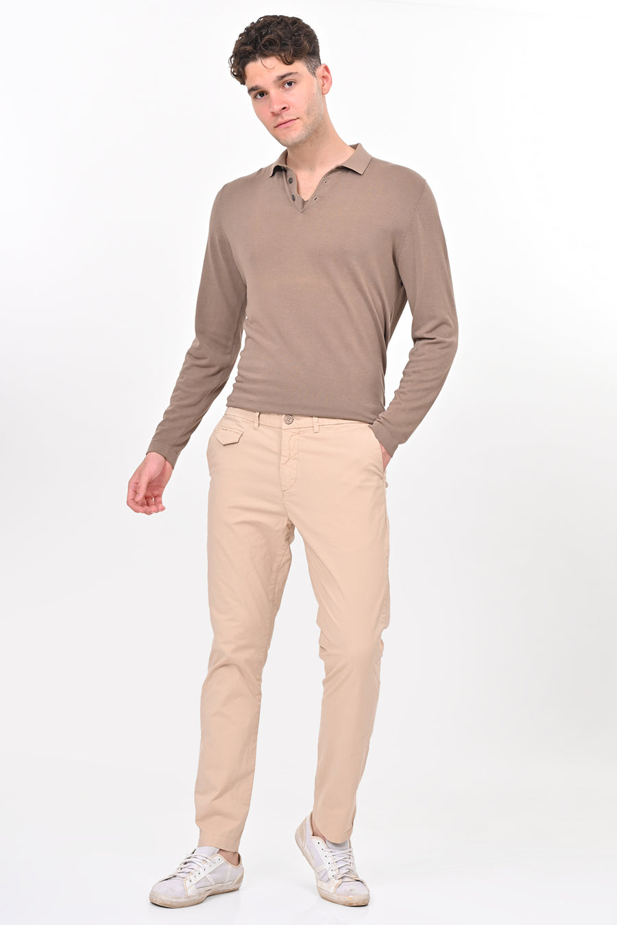 Napro - Cotton Stretch Chinos - Stone