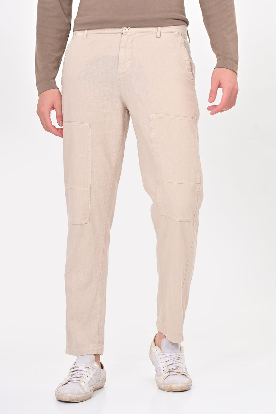 Ivory - Linen Detailed Trouser - Stone