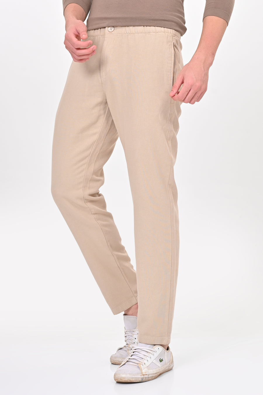 Abandon - Elastic Waist Comfort Trouser - Beige