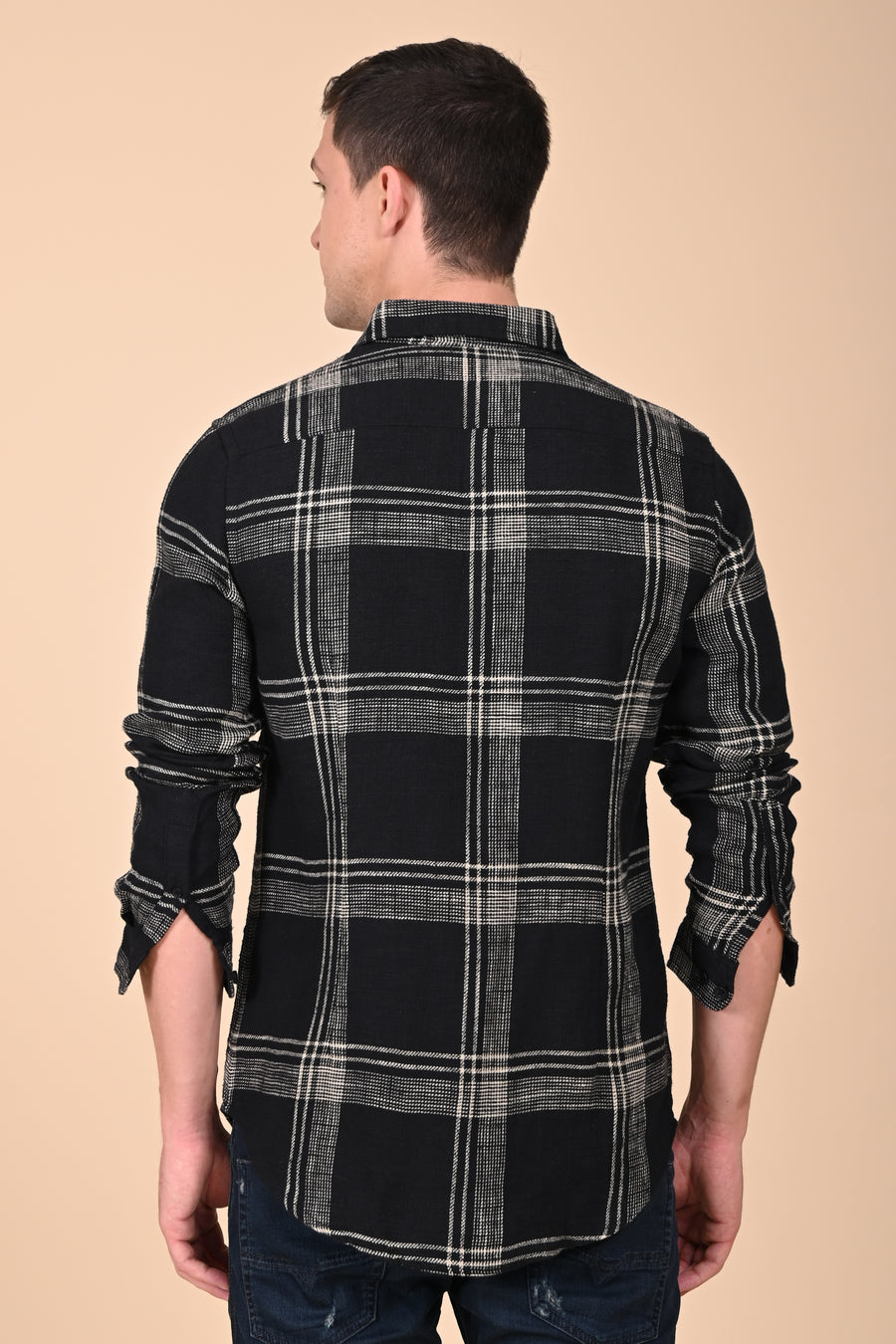 Atticus - Cotton Slub Check Shirt - Black