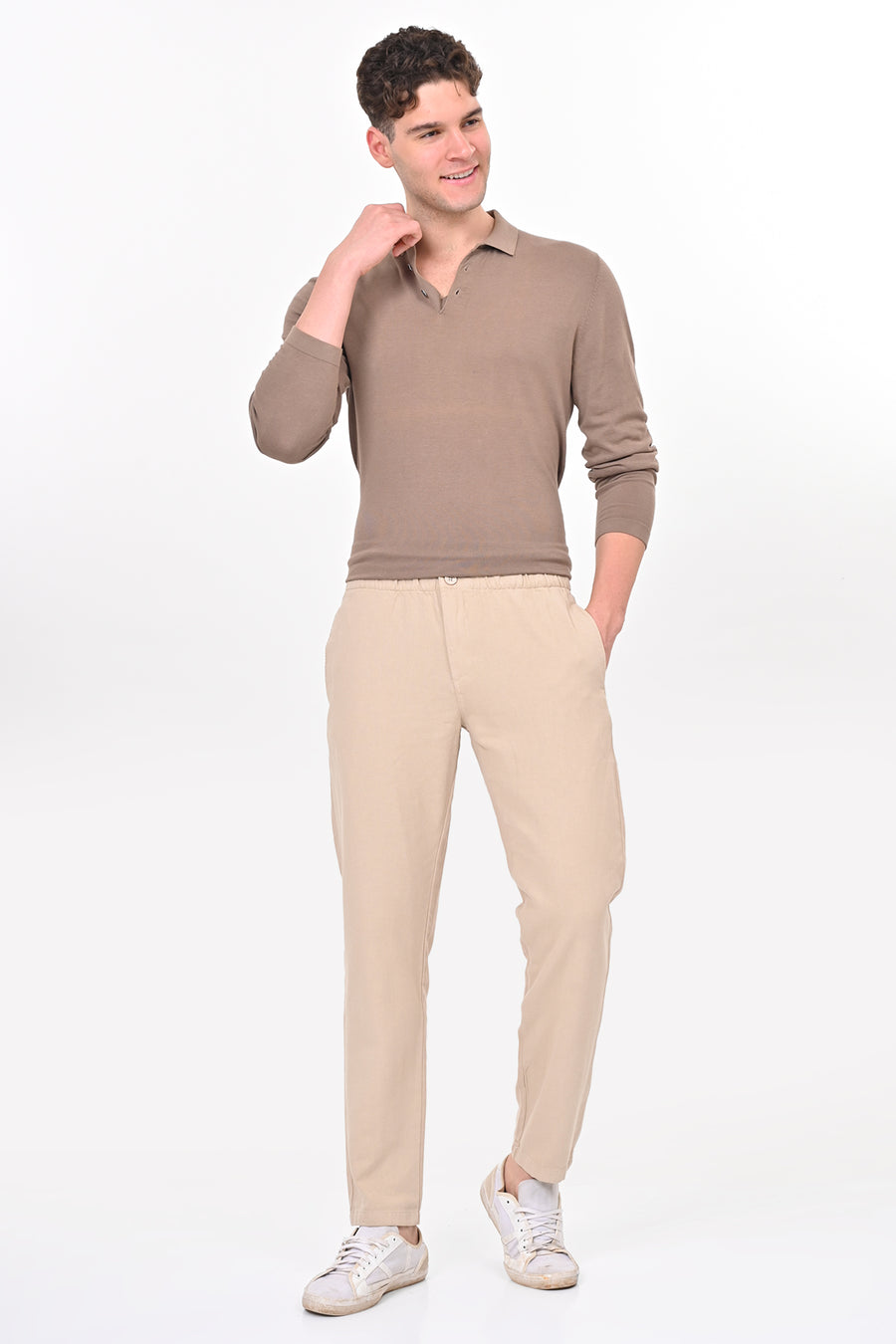 Abandon - Elastic Waist Comfort Trouser - Beige