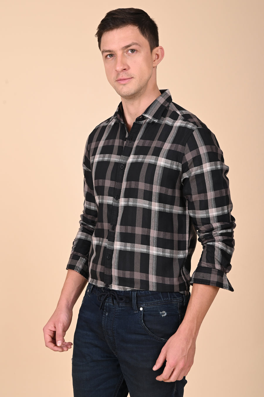 Elloit - Structured Check Shirt - Black