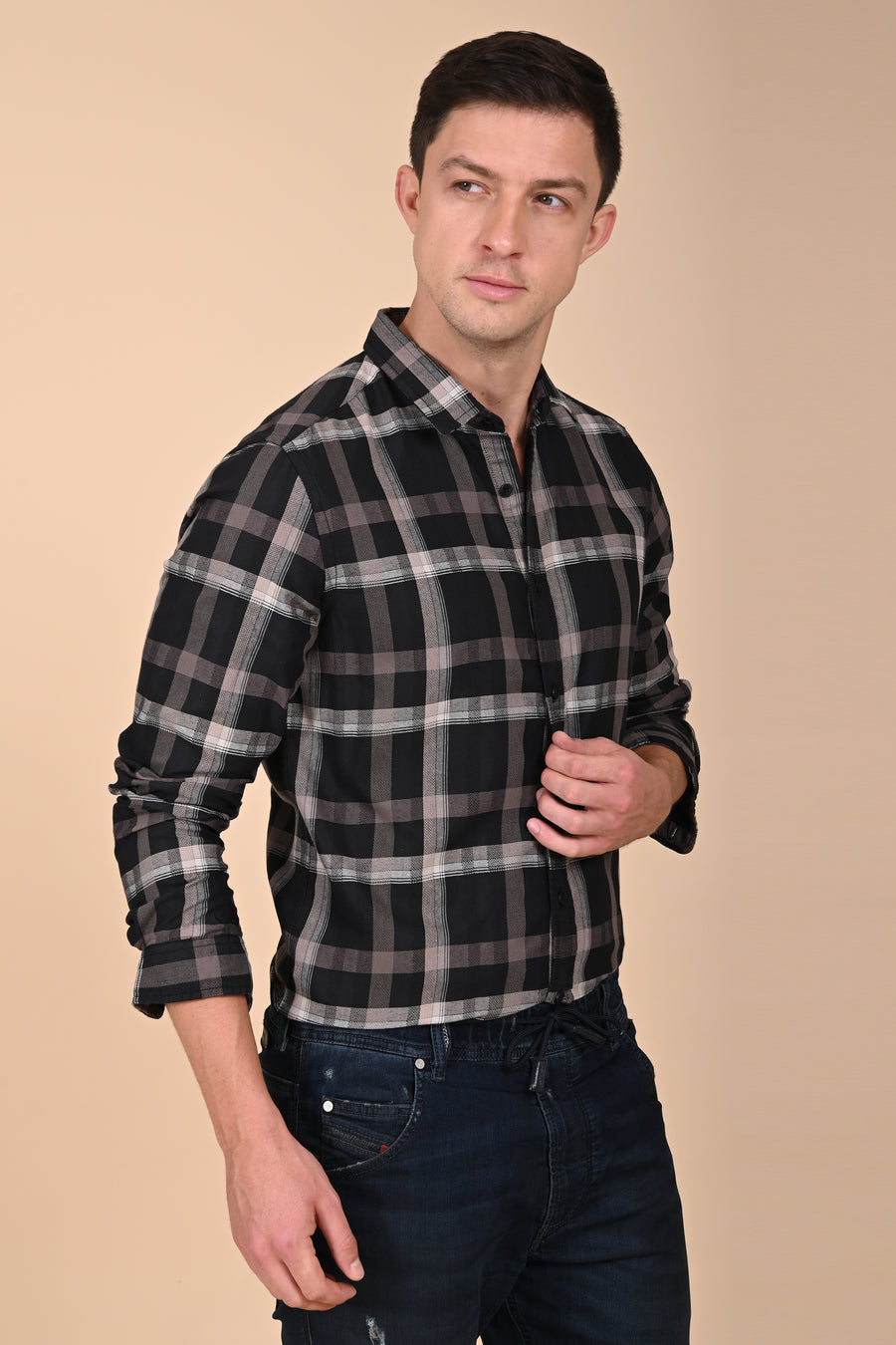 Elloit - Structured Check Shirt - Black