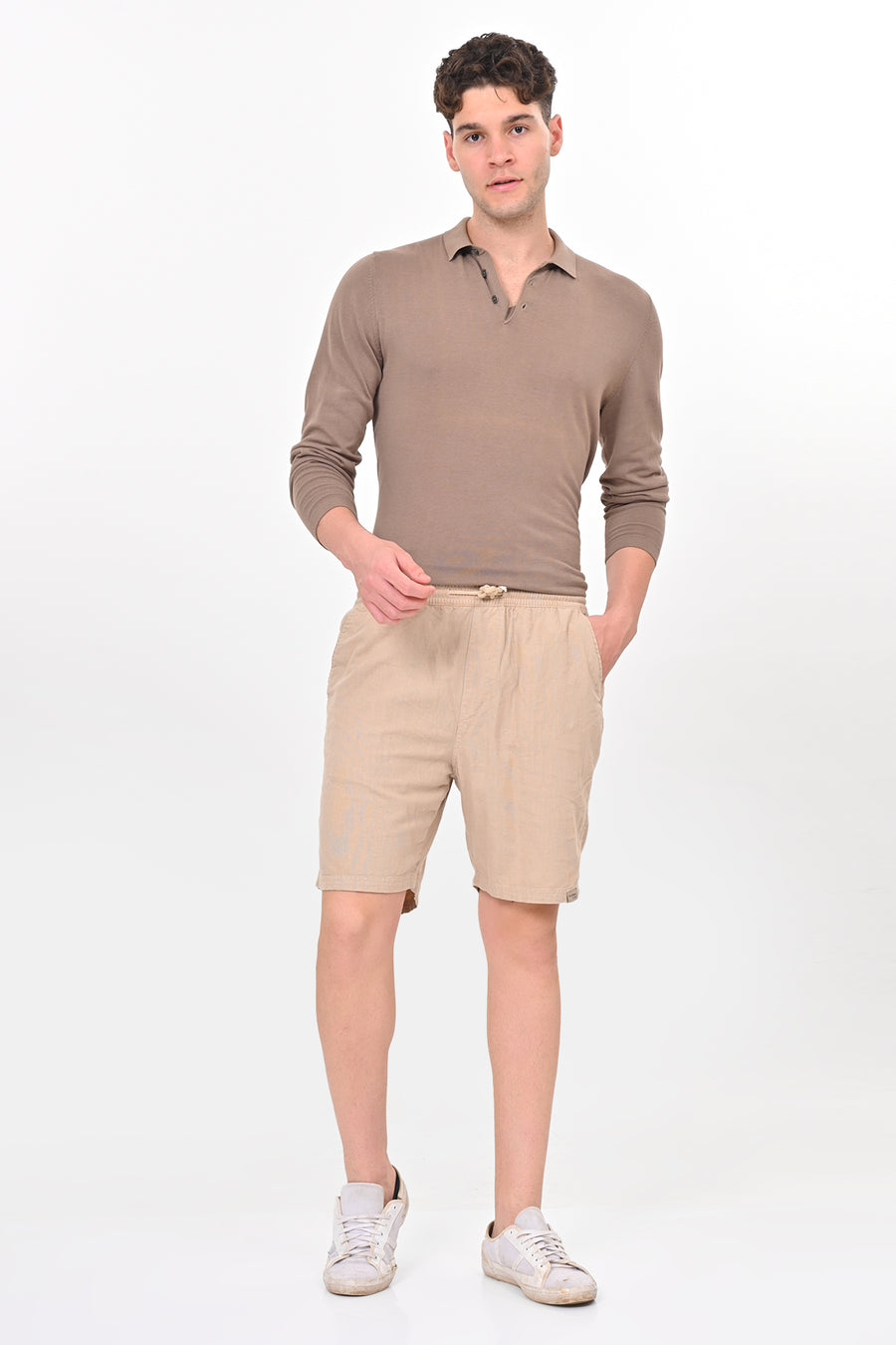 Impel - Cotton Linen Shorts - Stone