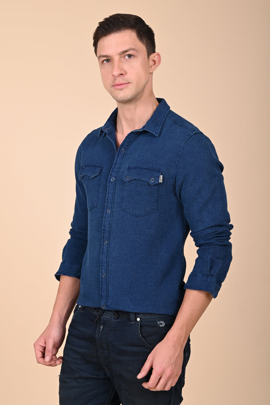 Arianna - Indigo Dobby Shirt - Dk Blue