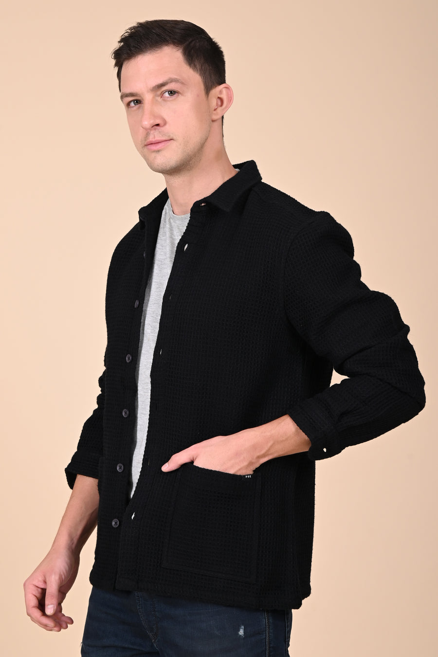 Ultima - Melange Waffle Dobby Jacket - Black