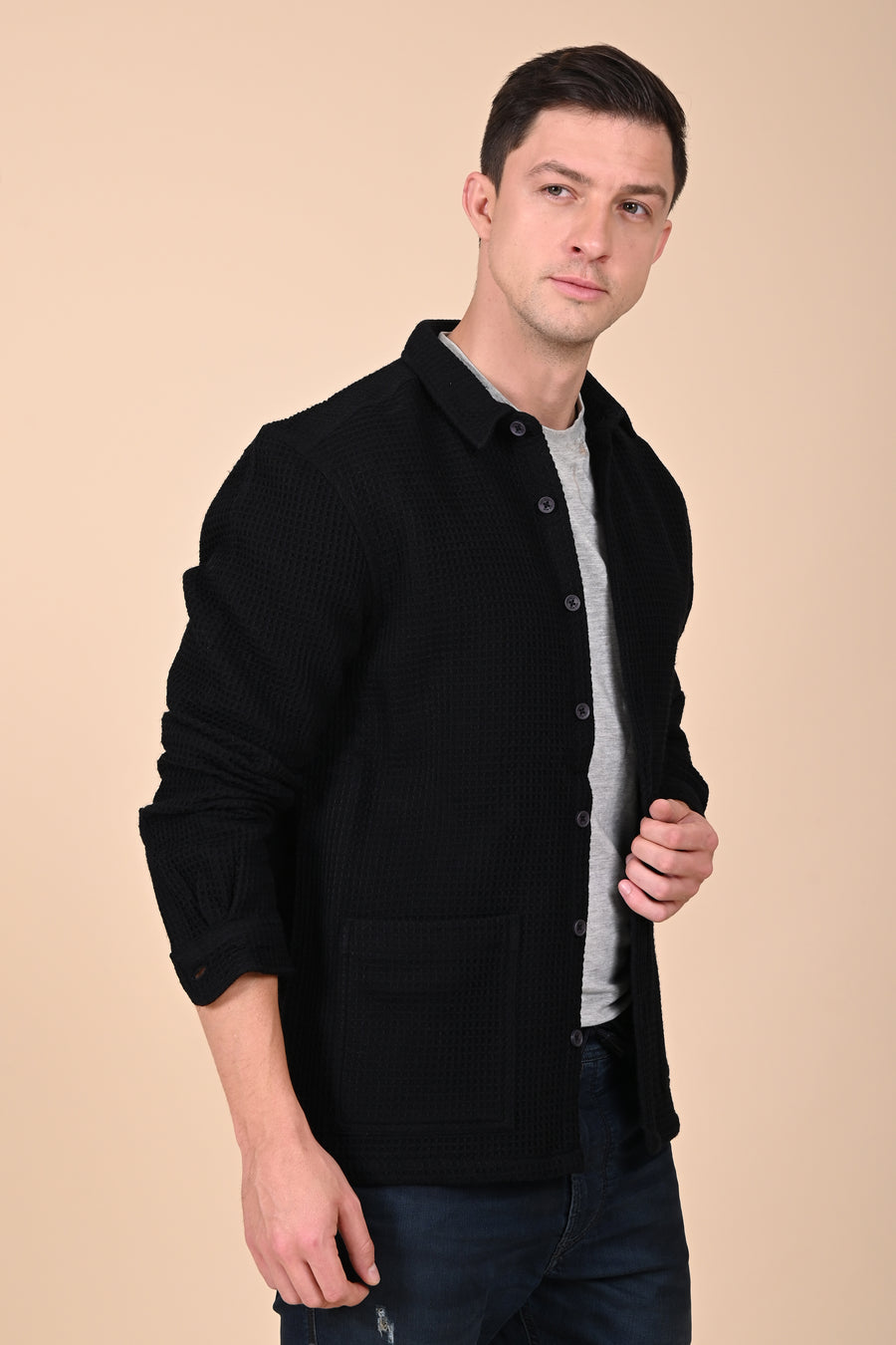 Ultima - Melange Waffle Dobby Jacket - Black