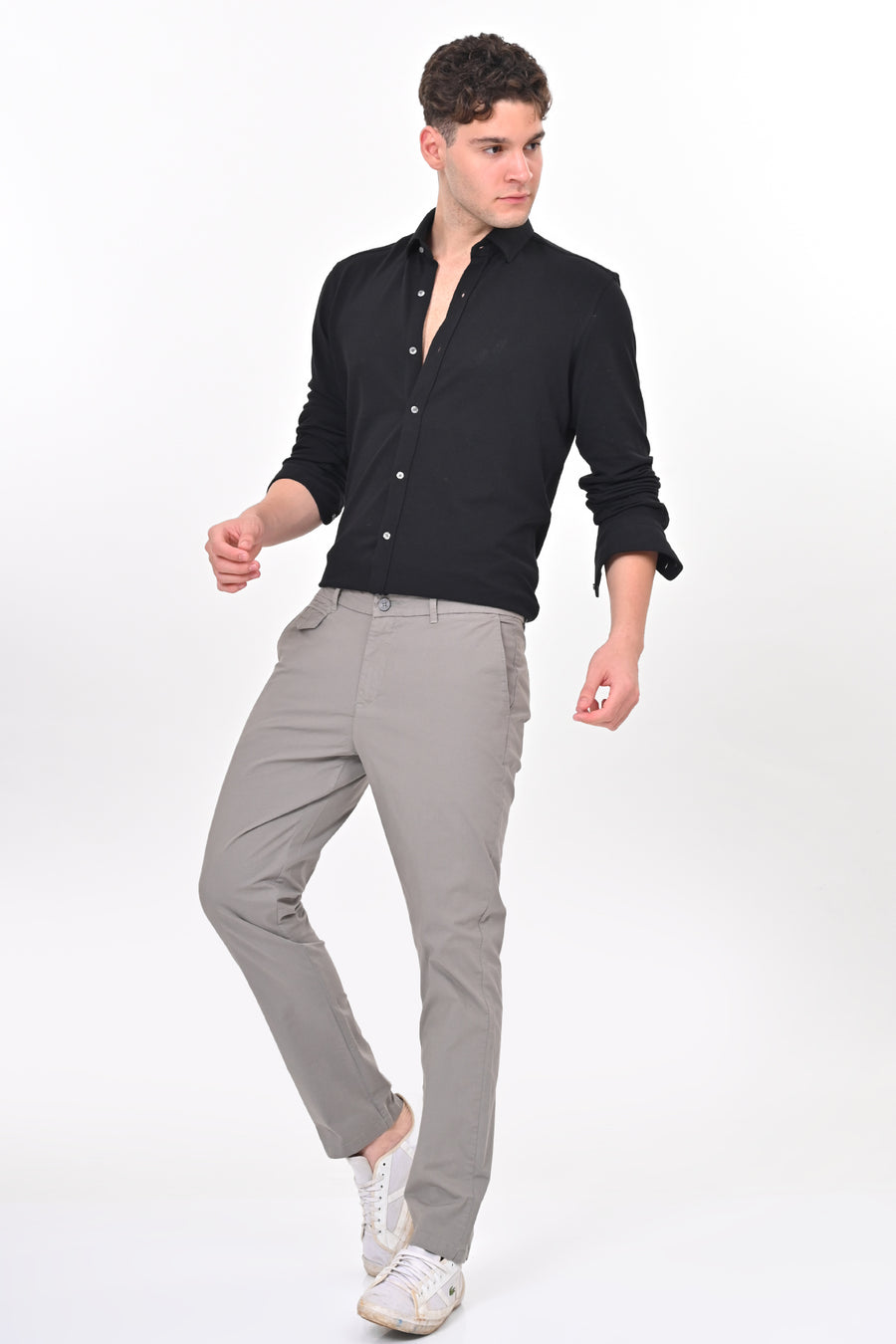 Napro - Cotton Stretch Chinos - Cement