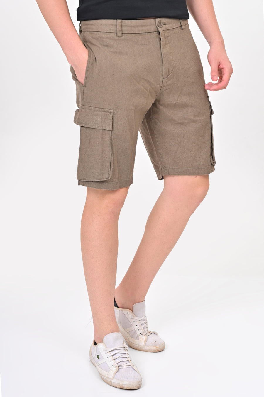 Infra - Cotton Linen Cargo Shorts - Olive