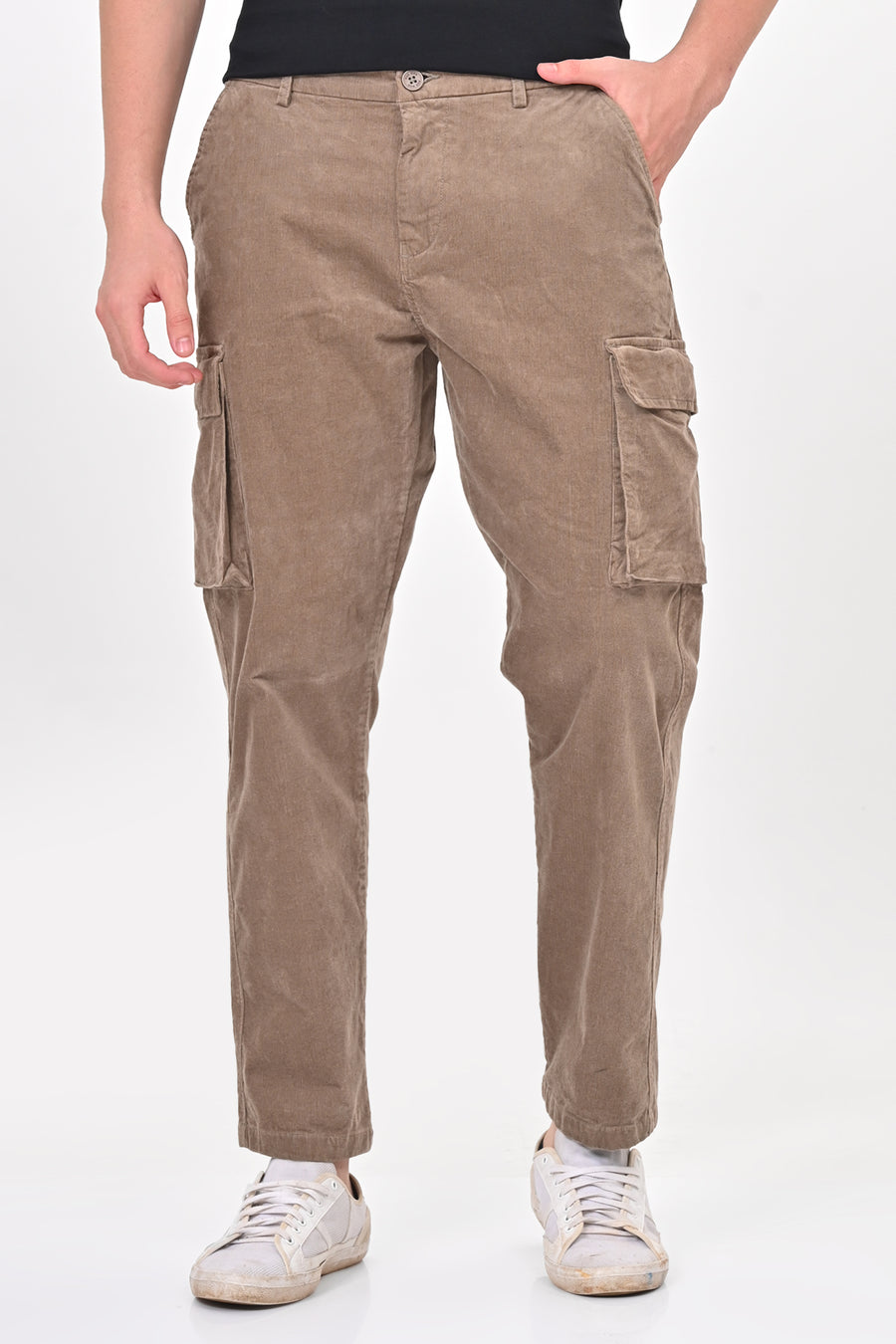 Cord - Corduroy Cargo Trouser - Stone