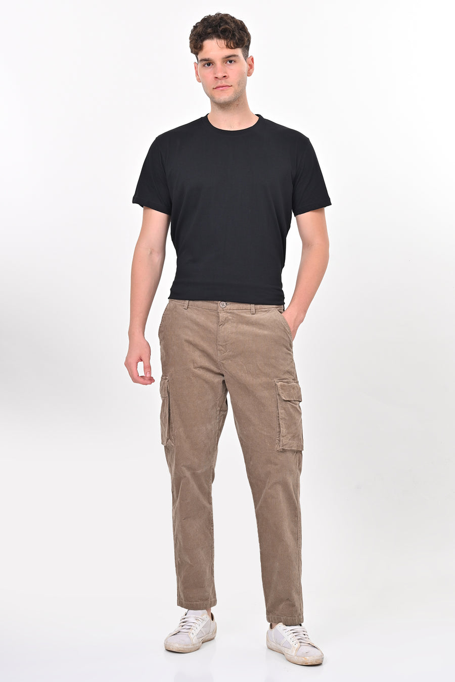 Cord - Corduroy Cargo Trouser - Stone