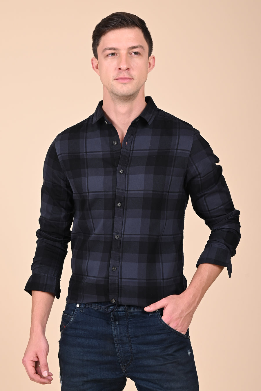 Bronte - Corduroy Check Shirt - Dk Grey