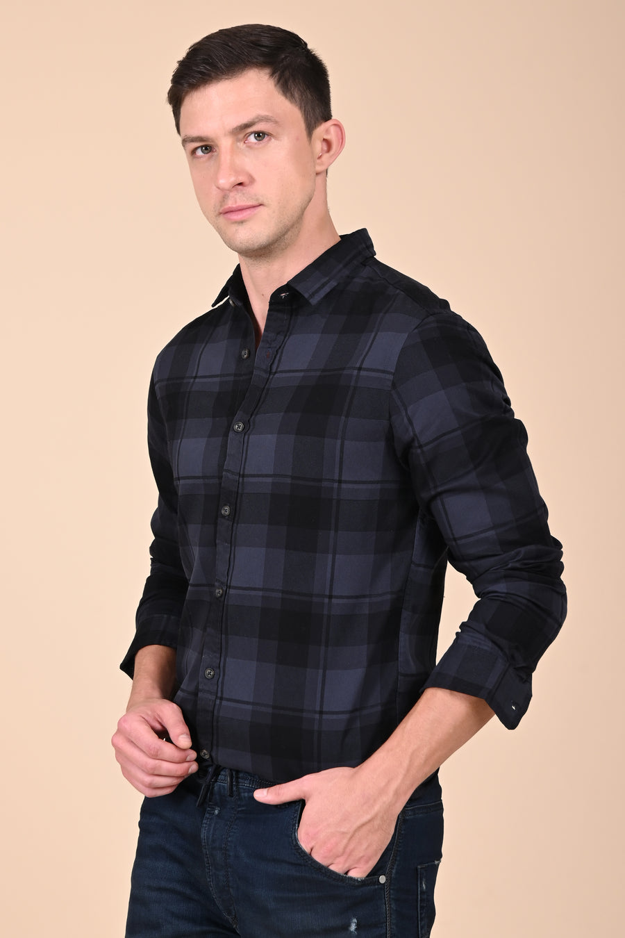 Bronte - Corduroy Check Shirt - Dk Grey