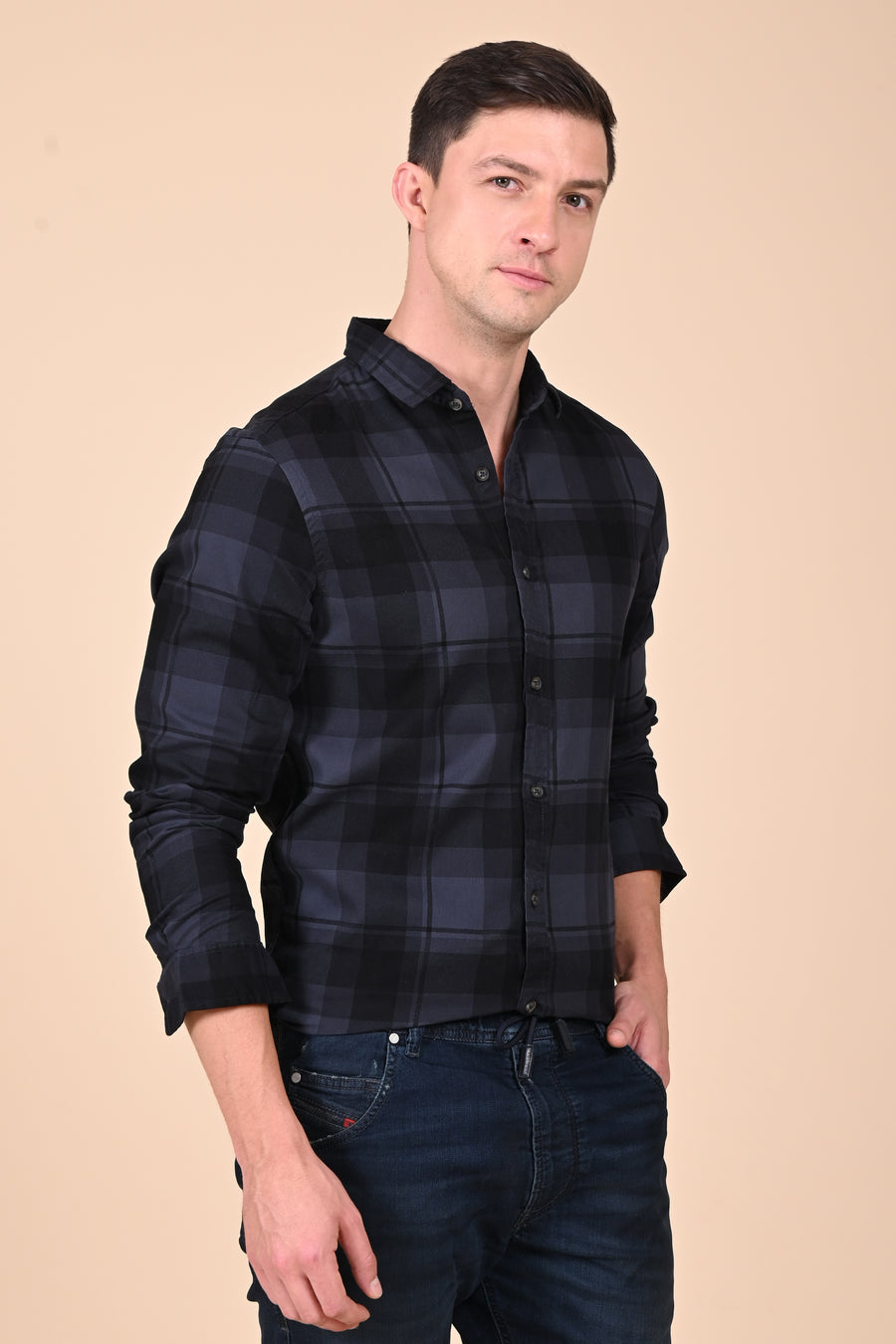 Bronte - Corduroy Check Shirt - Dk Grey