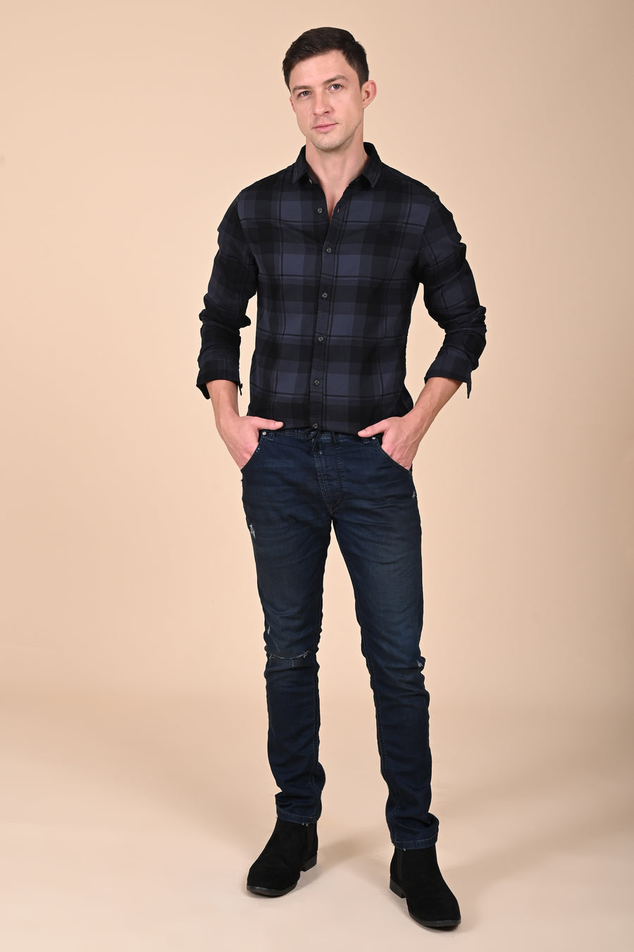 Bronte - Corduroy Check Shirt - Dk Grey