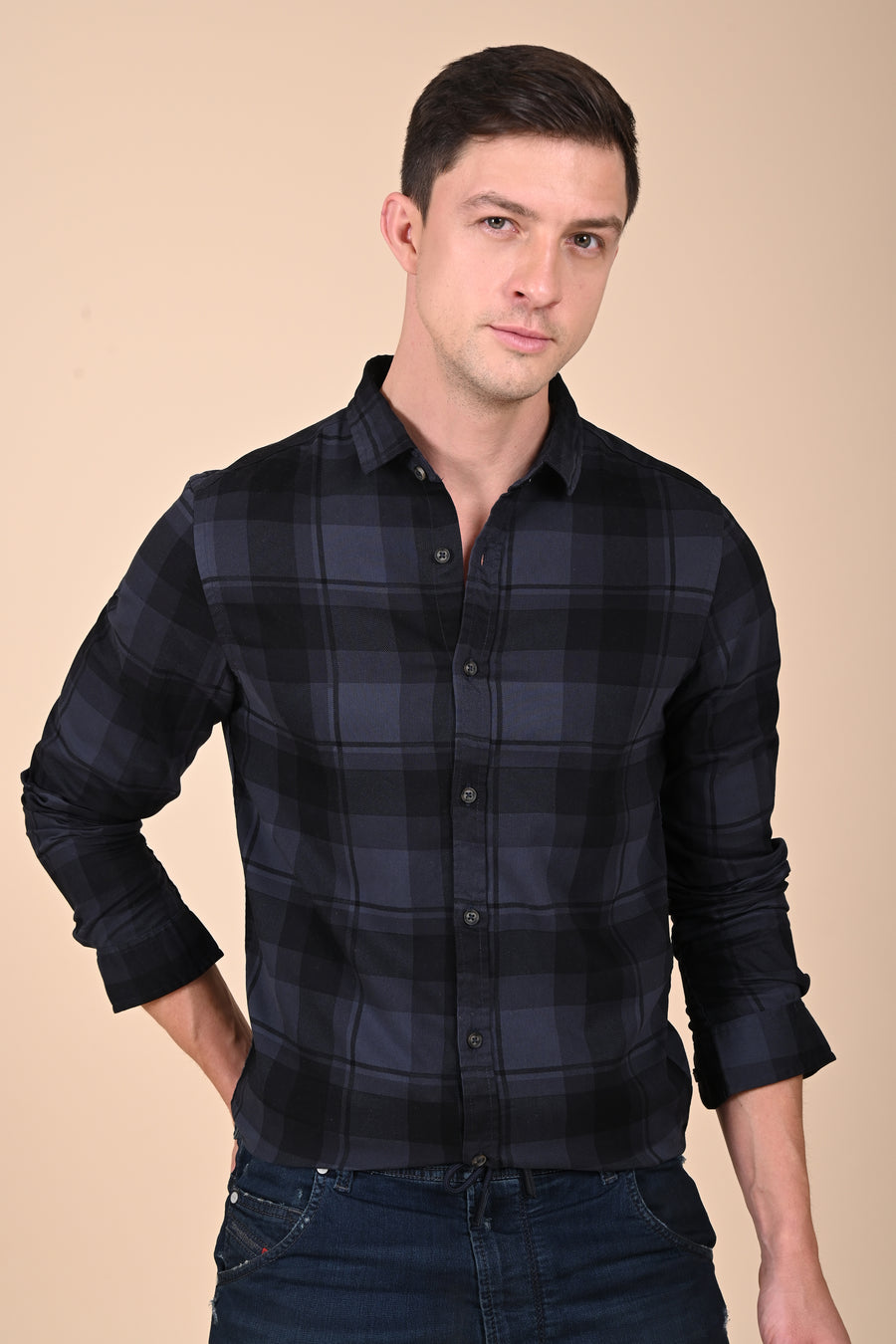 Bronte - Corduroy Check Shirt - Dk Grey