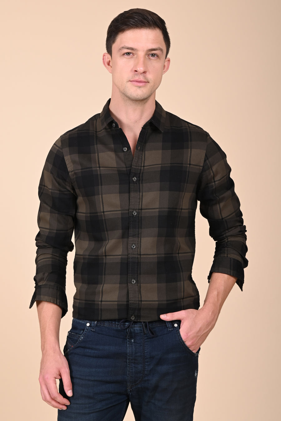 Bronte - Corduroy Check Shirt - Olive