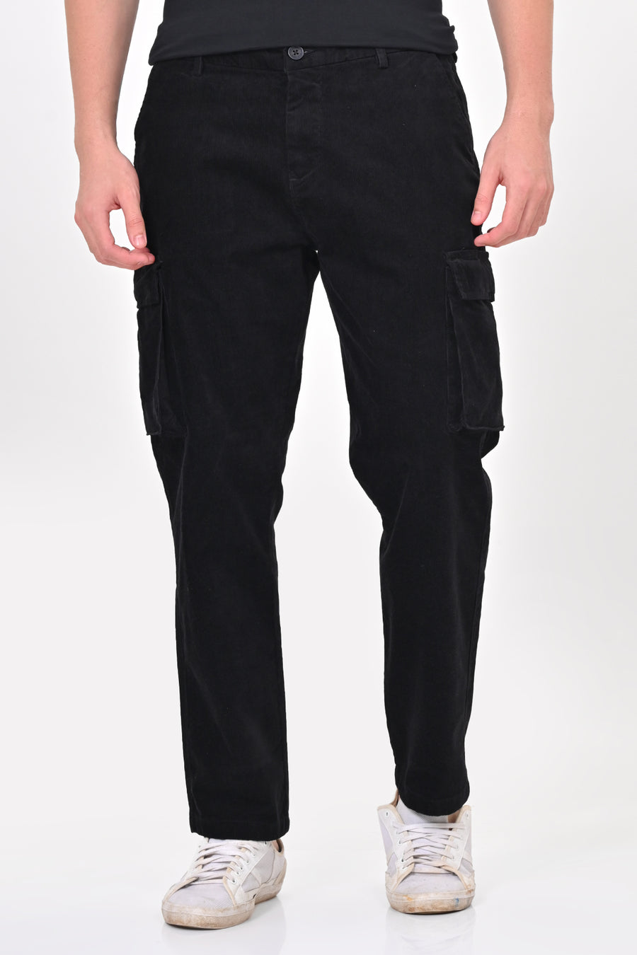 Cord - Corduroy Cargo Trouser - Black