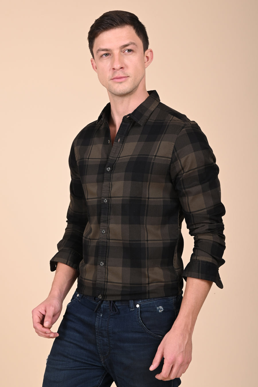 Bronte - Corduroy Check Shirt - Olive