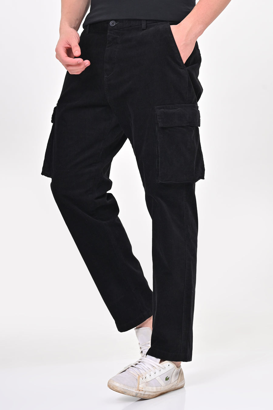 Cord - Corduroy Cargo Trouser - Black