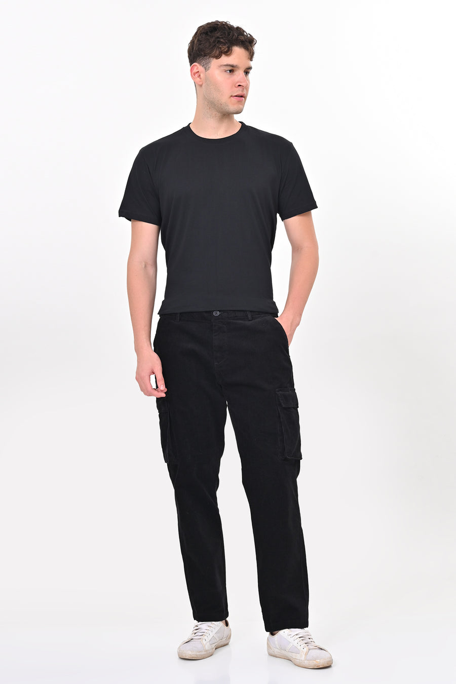 Cord - Corduroy Cargo Trouser - Black