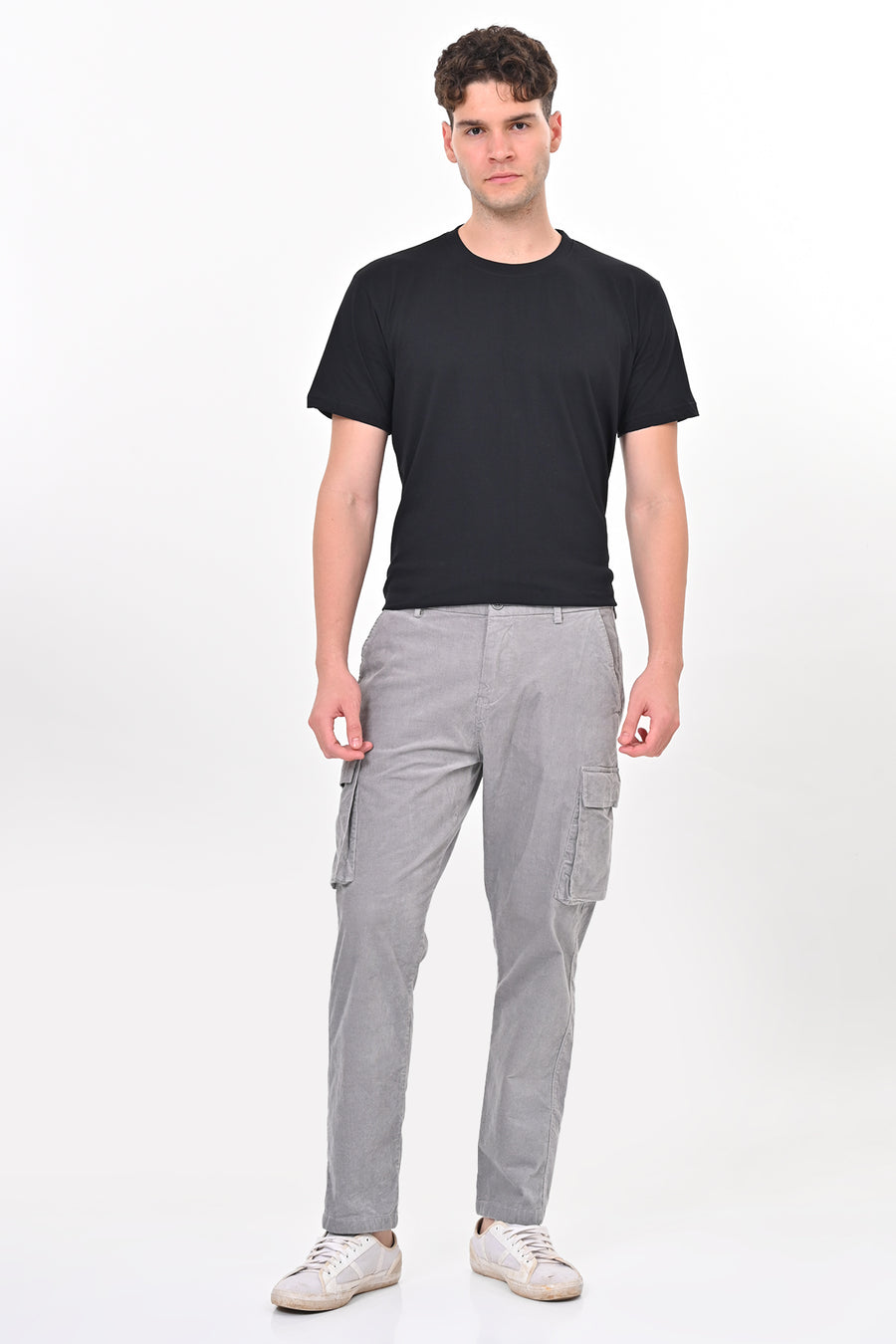 Cord - Corduroy Cargo Trouser - Lt Grey