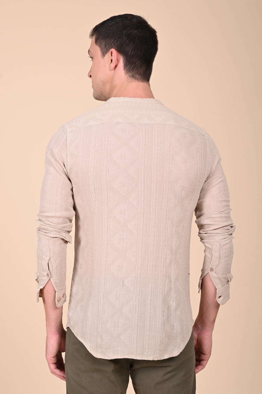 Bobby - Cotton Jacquard Solid Shirt - Beige