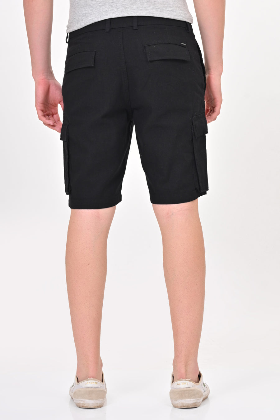 Infra - Cotton Linen Cargo Shorts - Black