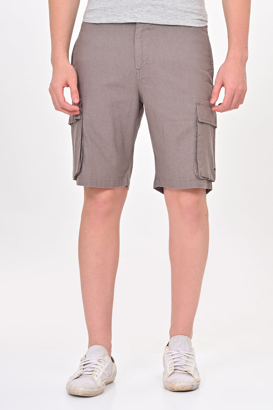 Infra - Cotton Linen Cargo Shorts - Lt Grey