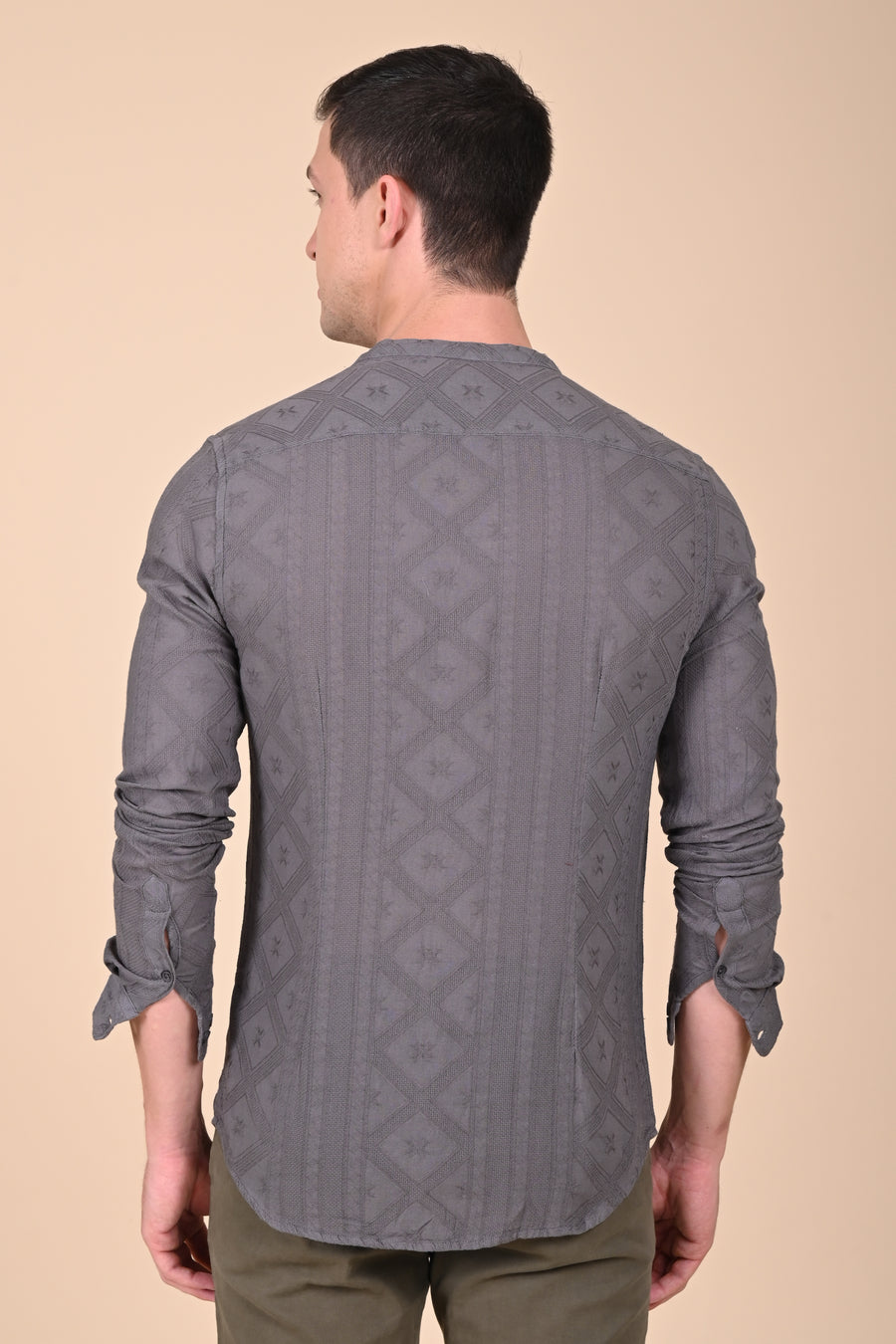 Bobby - Cotton Jacquard Solid Shirt - Grey