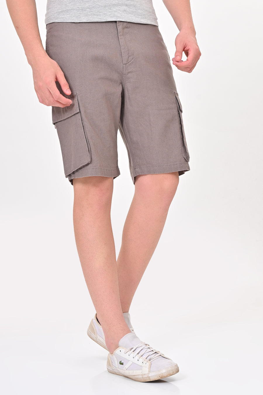 Infra - Cotton Linen Cargo Shorts - Lt Grey