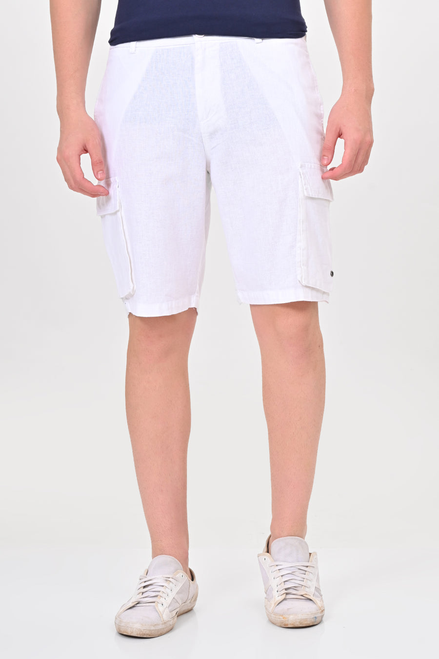 Infra - Cotton Linen Cargo Shorts - White