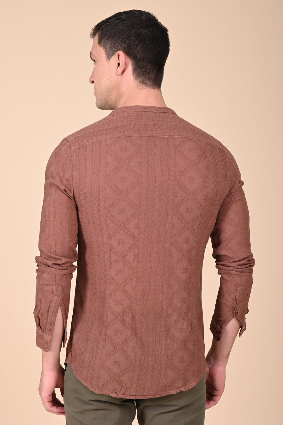 Bobby - Cotton Jacquard Solid Shirt - Chestnut