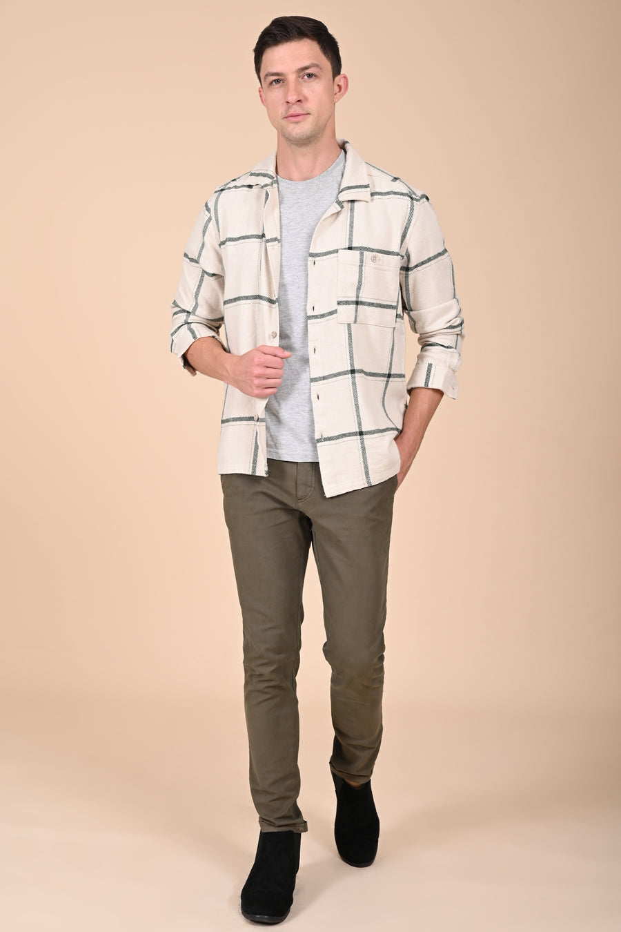 Summer - Brushed Checkered Overshirt - Green