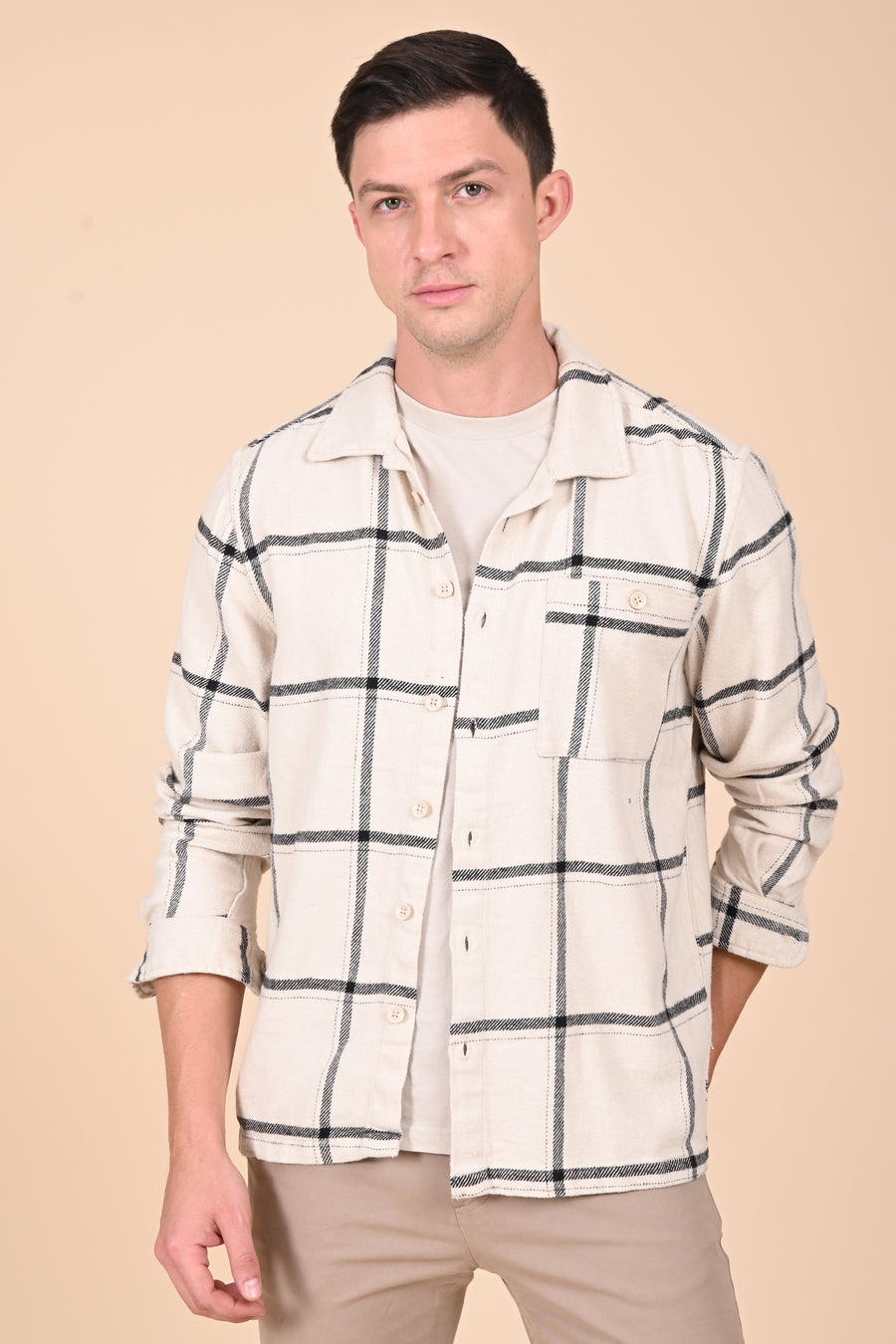 Summer - Brushed Checkered Overshirt - Black