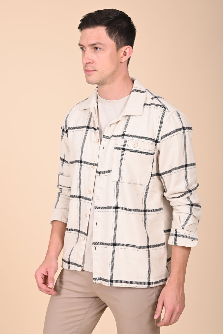 Summer - Brushed Checkered Overshirt - Black