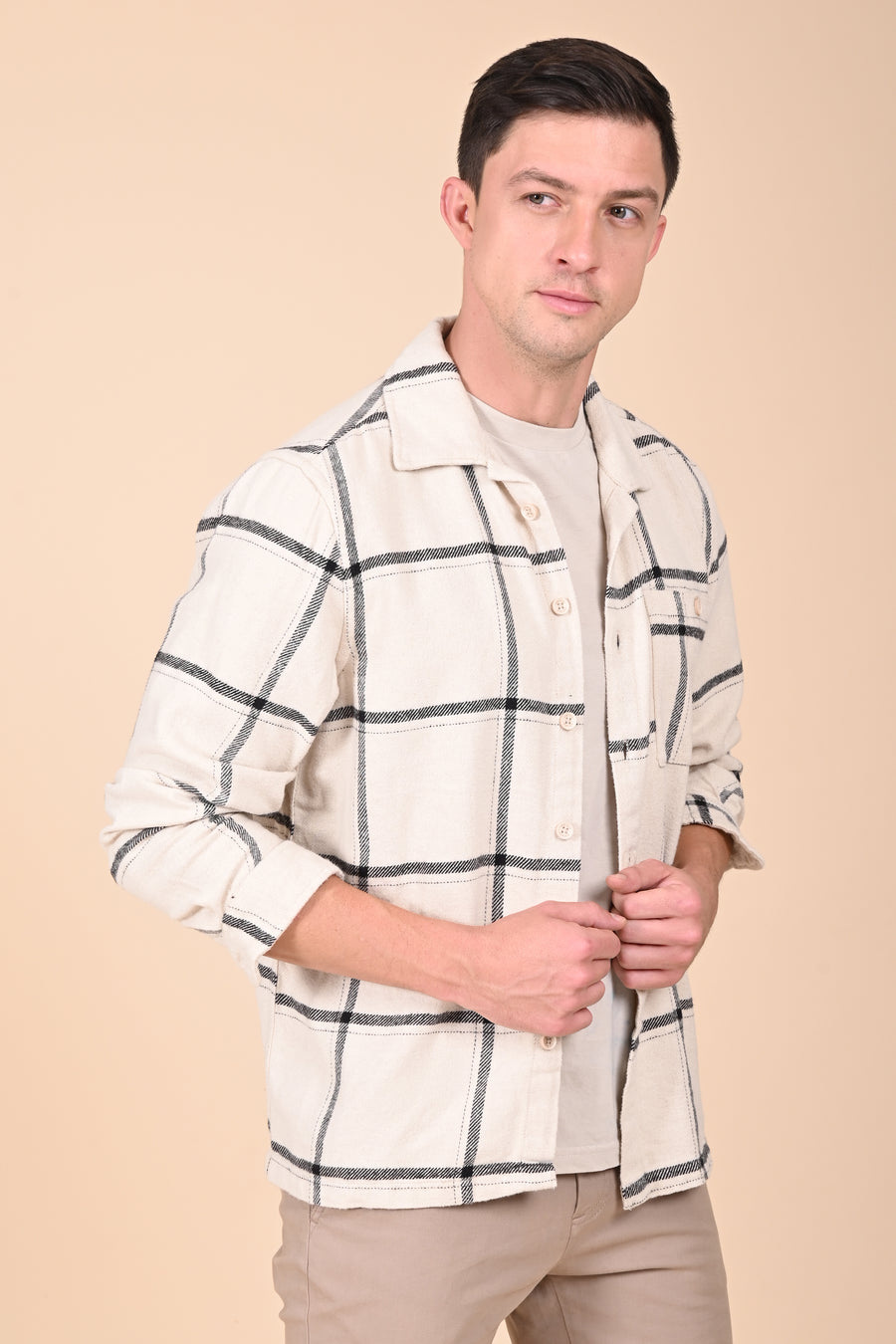 Summer - Brushed Checkered Overshirt - Black