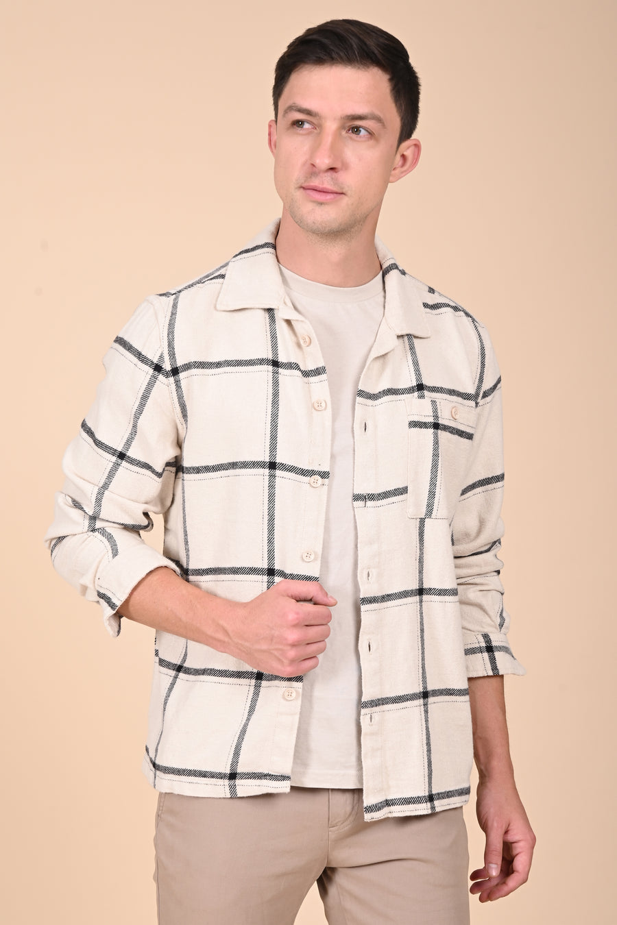 Summer - Brushed Checkered Overshirt - Black