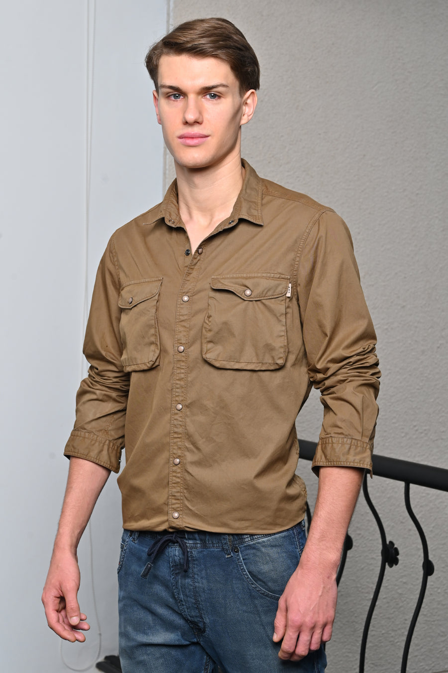 Patric - Cotton Cargo Shirt - Khaki