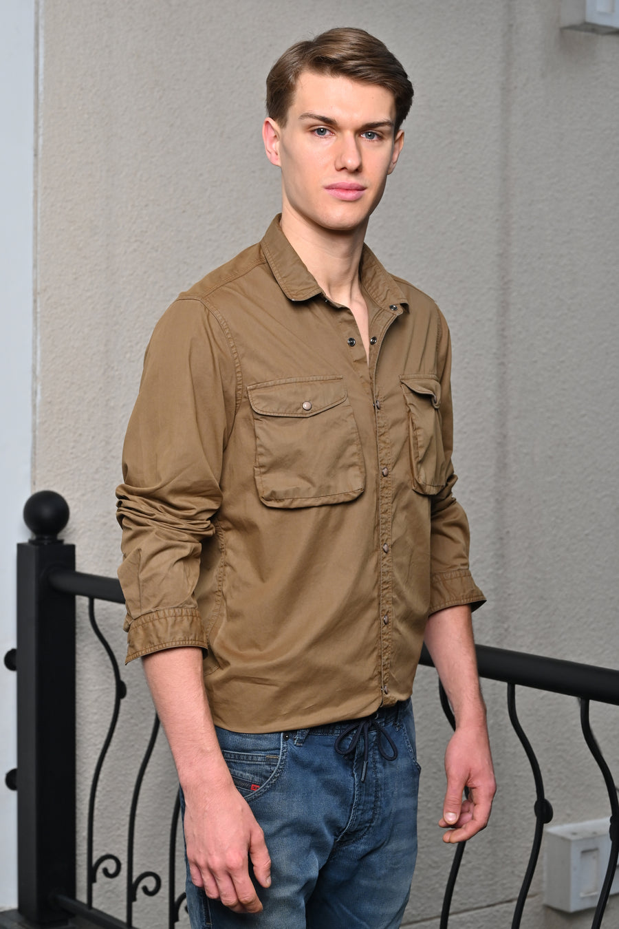 Patric - Cotton Cargo Shirt - Khaki