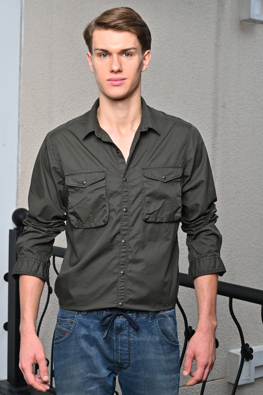 Patric - Cotton Cargo Shirt - Olive