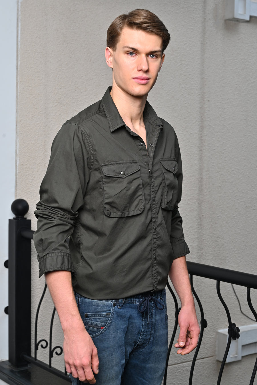 Patric - Cotton Cargo Shirt - Olive